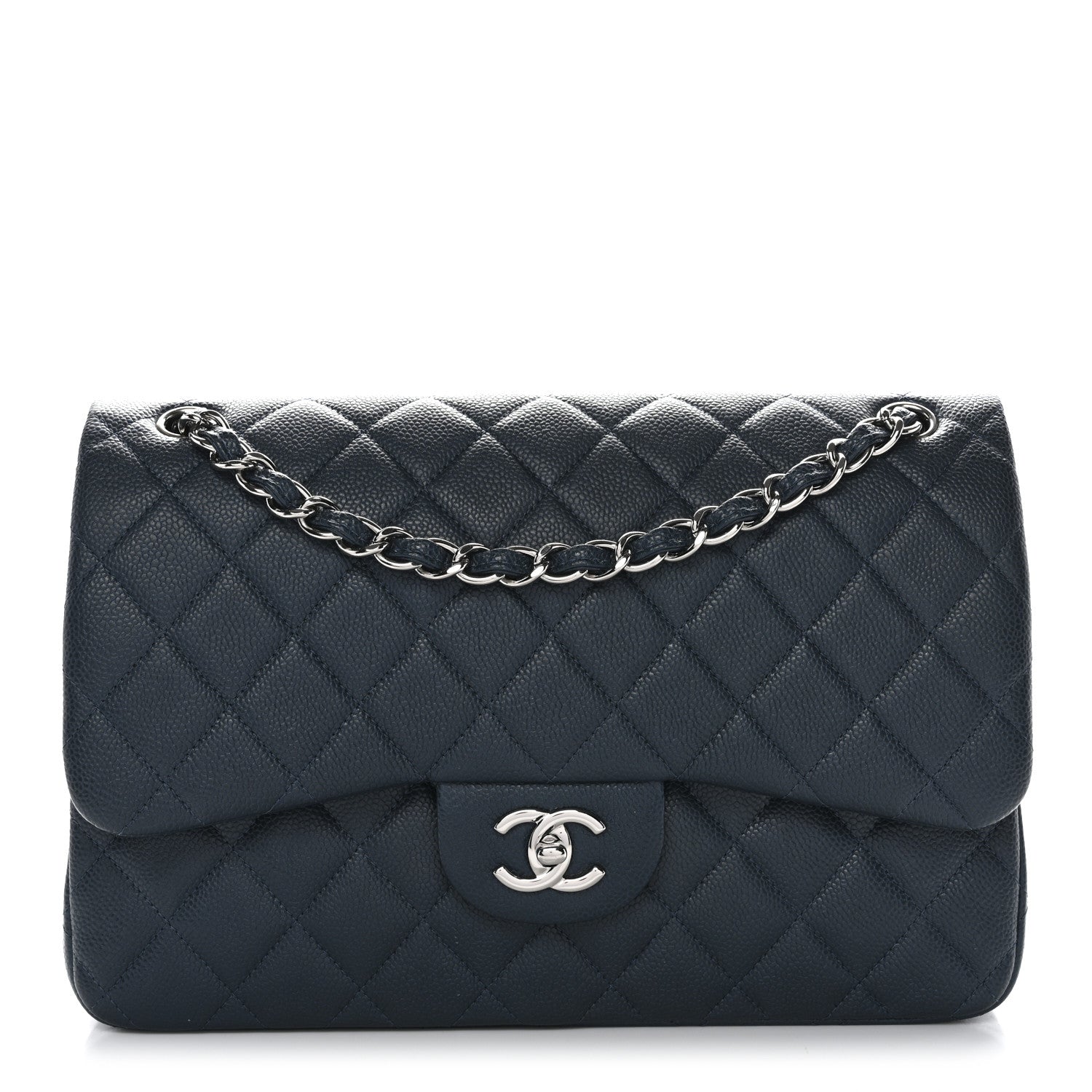 Chanel Caviar Quilted Jumbo Double Flap Blue 1 of 13