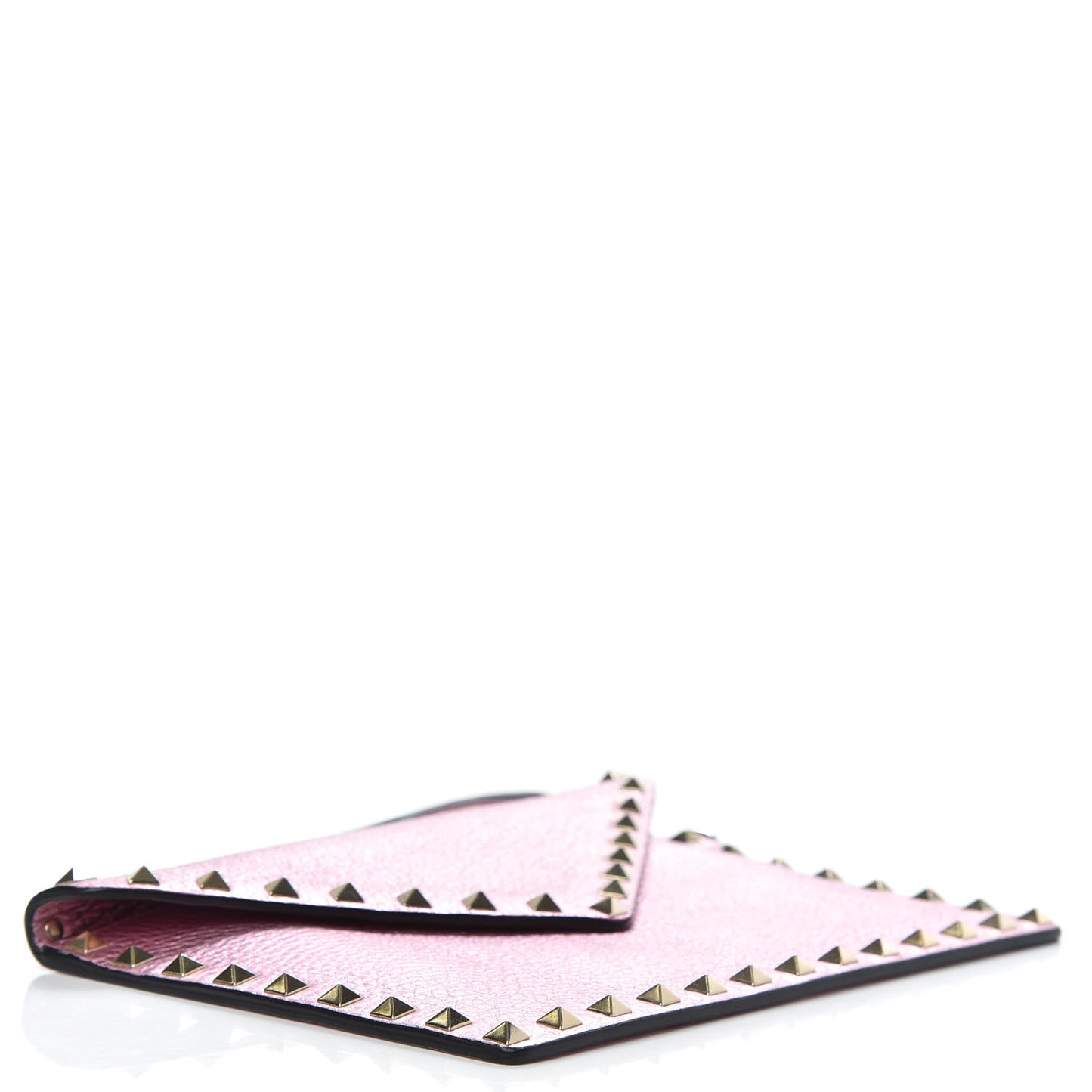 Metallic Pebbled Calfskin Medium Rockstud Envelope Flat Wristlet Pouch Giacinto