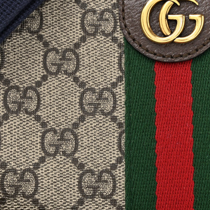 Gucci GG Supreme Monogram Textured Dollar Calfskin Web Ophidia Wristlet Shoulder Bag Beige Ebony New Acero 8 of 13