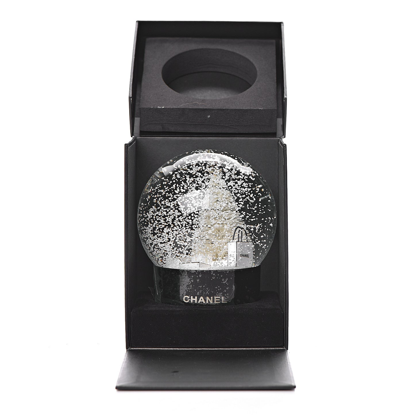Glass Christmas Tree Shopping Bag Snow Globe