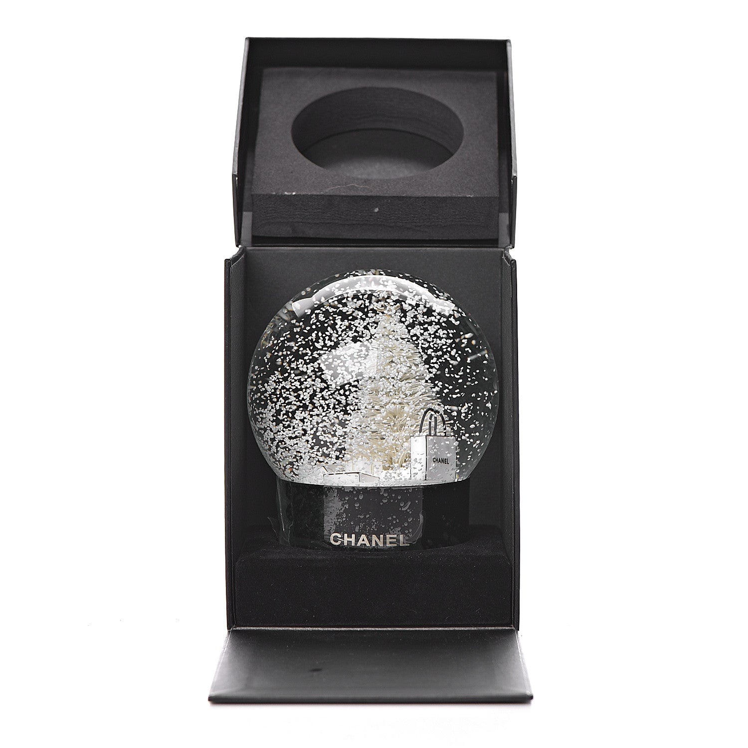 Chanel Glass Christmas Tree Shopping Bag Snow Globe 4 of 4