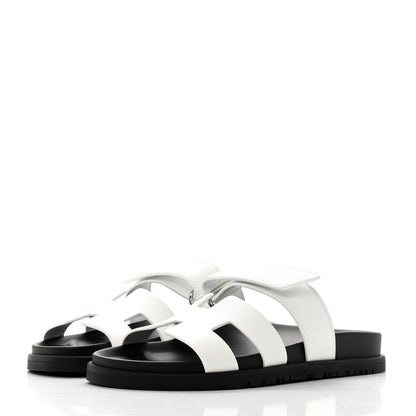 Hermes Calfskin Womens Chypre Sandals 36.5 White 3 of 9