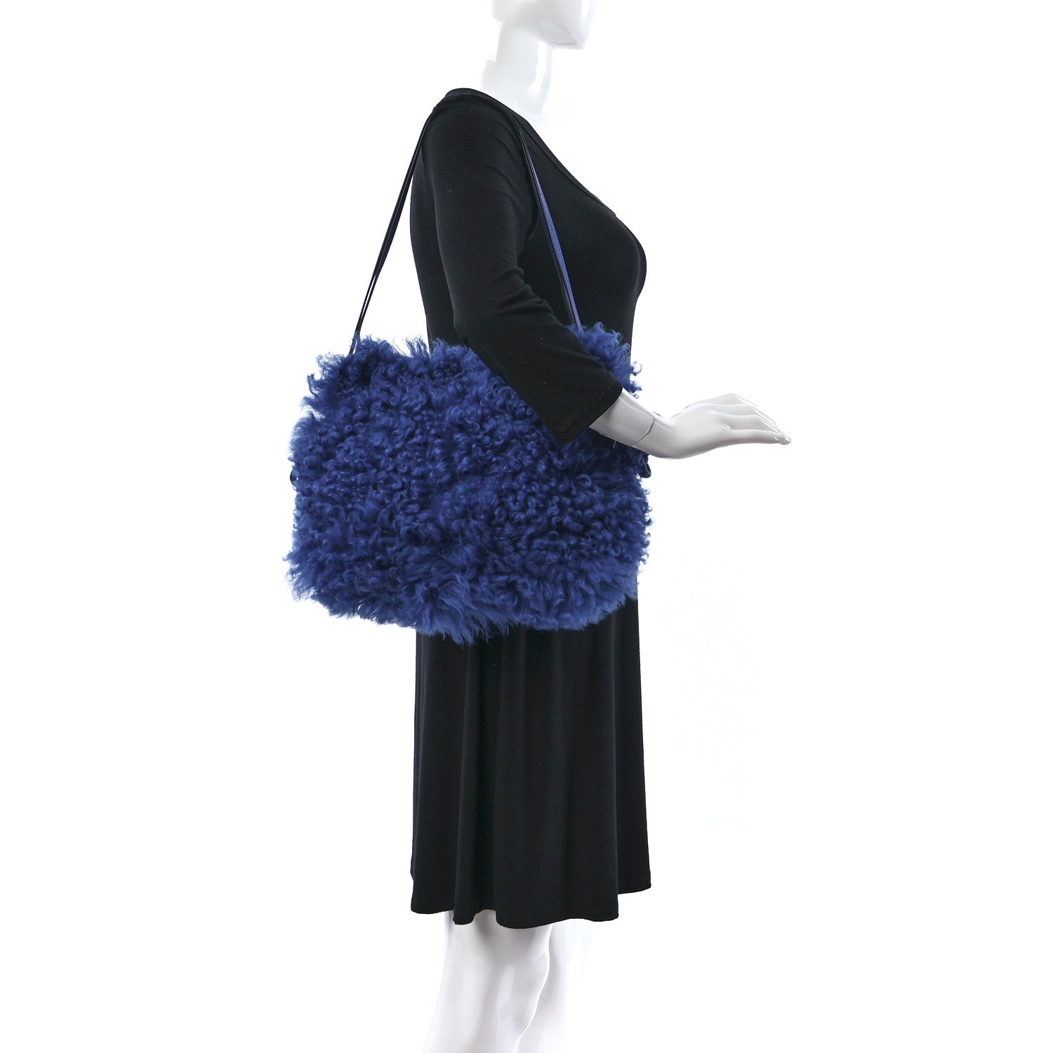 Loewe Nappa Shearling Flamenco Knot Clutch Blue 2 of 9