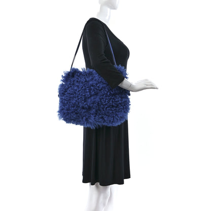 Loewe Nappa Shearling Flamenco Knot Clutch Blue 2 of 9