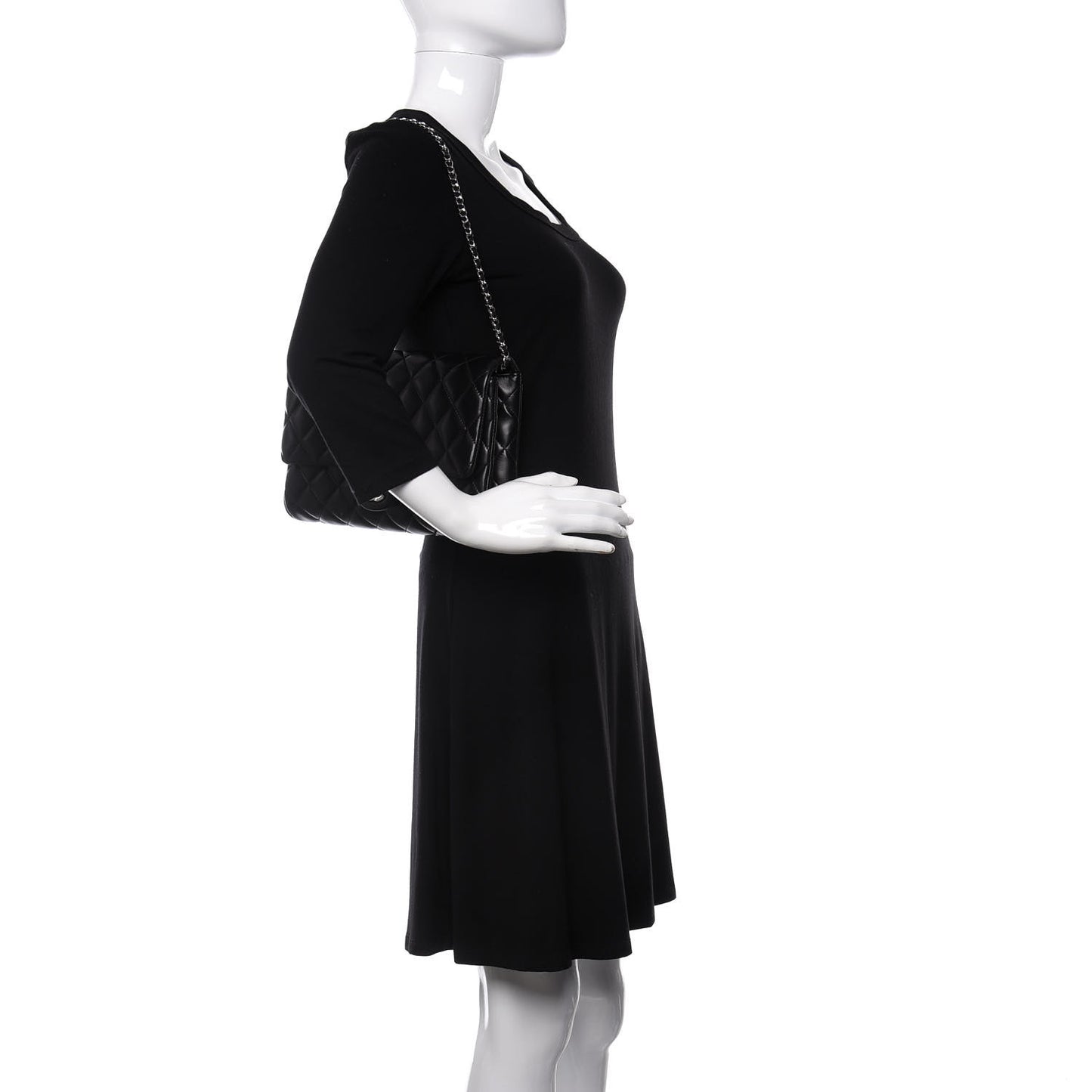 Lambskin Quilted Clutch With Chain Flap Black