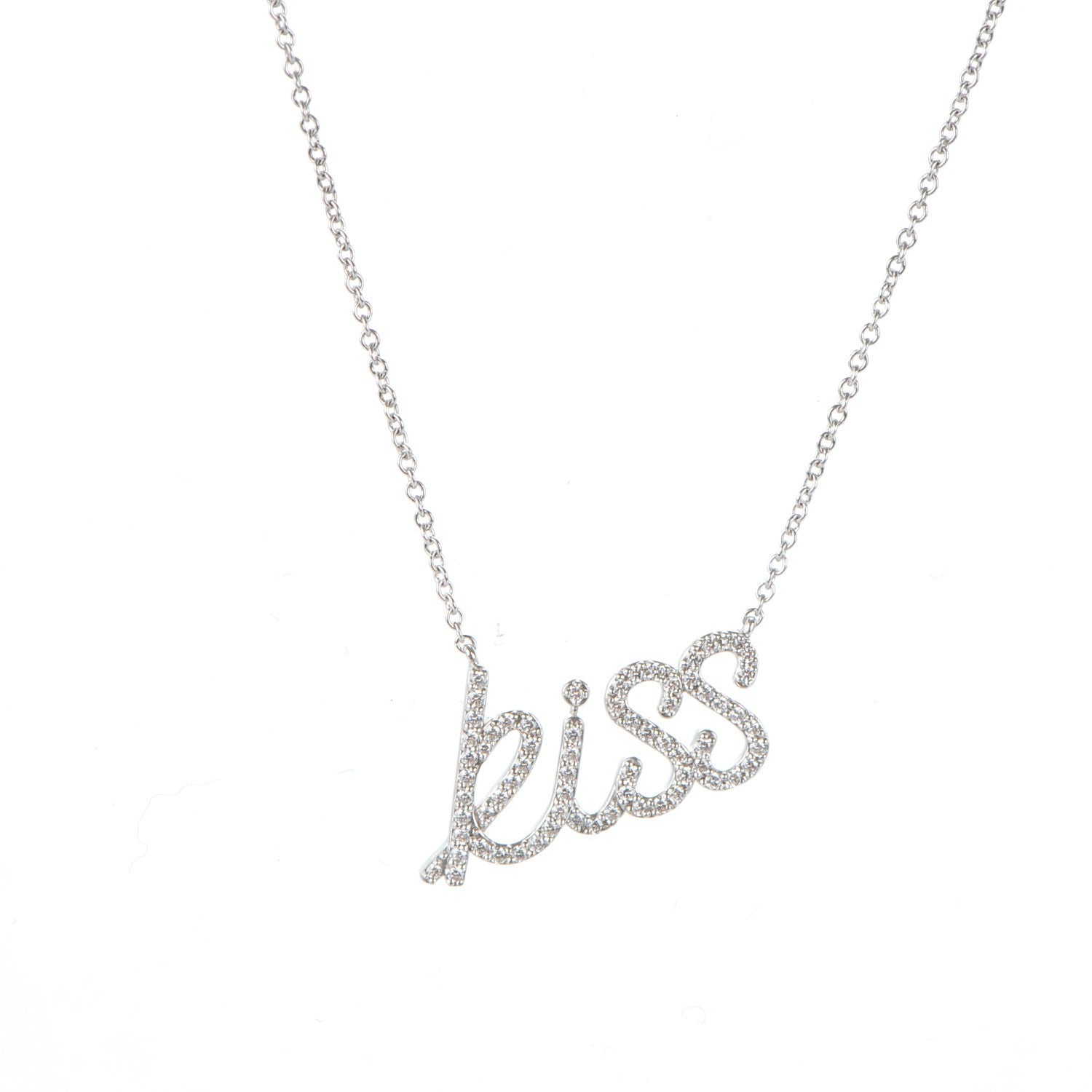 Tiffany 18K White Gold Diamond Kiss Pendant Necklace 2 of 5