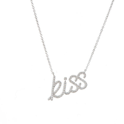 Tiffany 18K White Gold Diamond Kiss Pendant Necklace 2 of 5