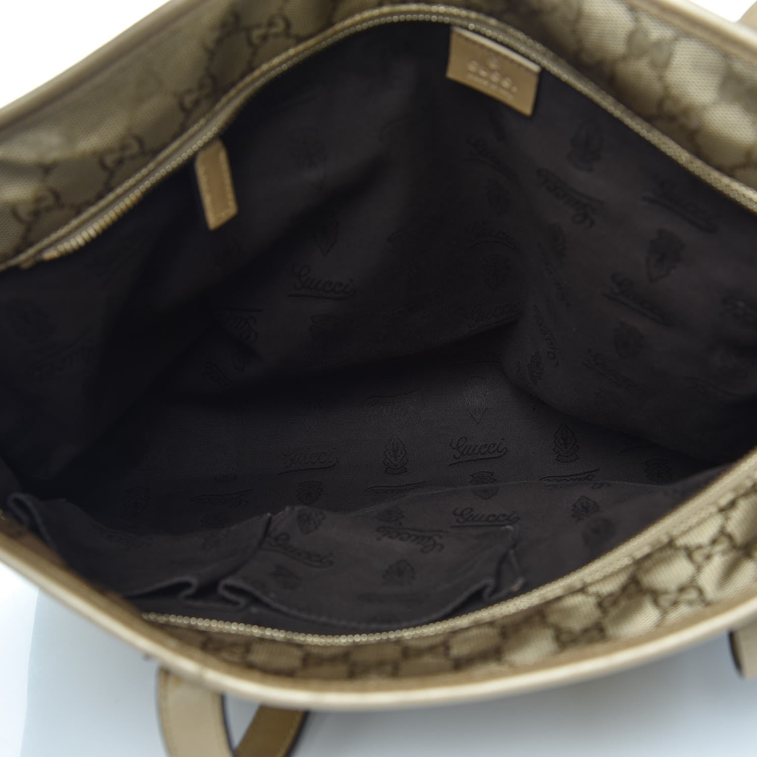 Gucci Imprime Monogram Medium Zippered Shopping Tote Champagne 5 of 9