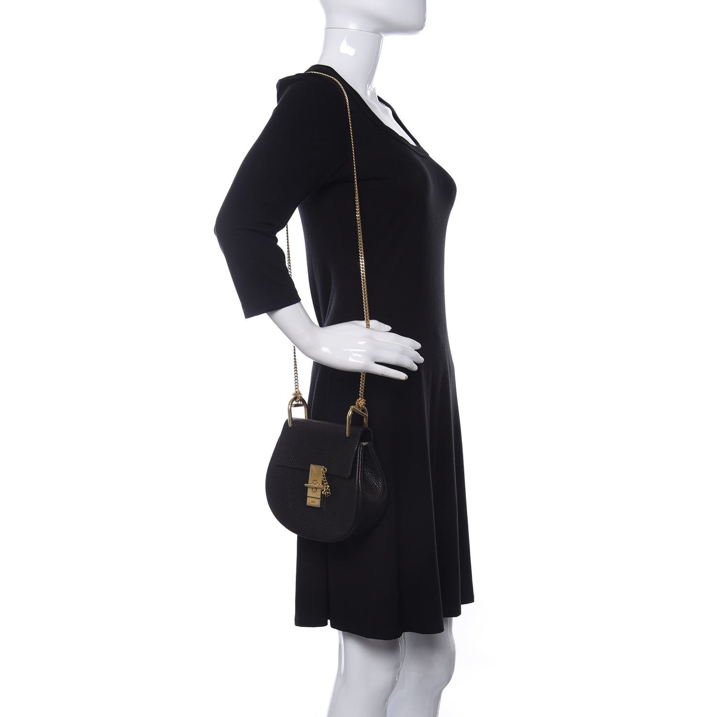 Grained Lambskin Mini Drew Shoulder Bag Black