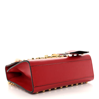 Gucci Calfskin Studded Small Padlock Shoulder Bag Hibiscus Red 4 of 21
