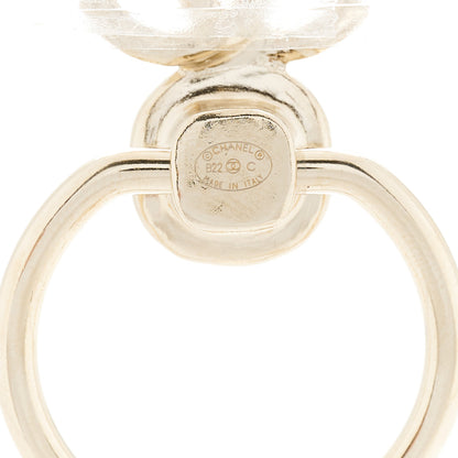 Chanel Metal Pearl CC Hoop Drop Earrings Gold 3 of 4