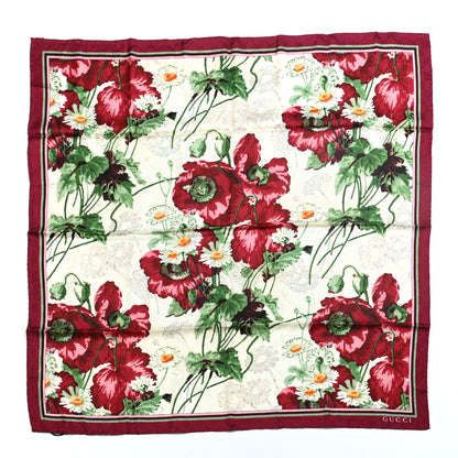 Gucci Silk Jacquard GG Monogram Deep Love Square Scarf Ivory Red 1 of 4