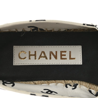 Chanel Lambskin Printed CC Espadrilles 35 White Black 8 of 10