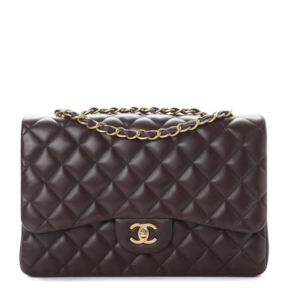 Chanel Lambskin Quilted Jumbo Single Flap Dark Brown 1 of 11