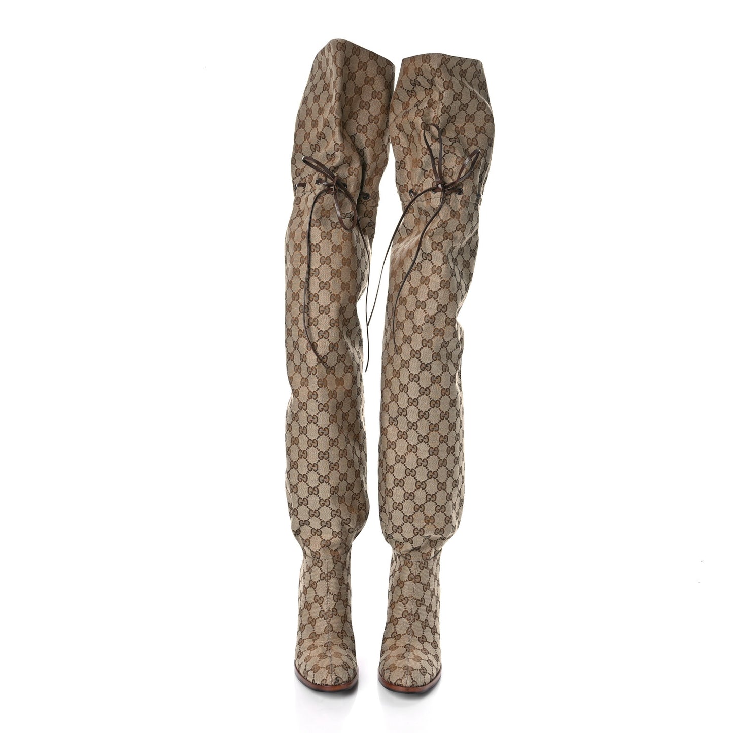 Monogram Over the Knee Boots 39.5 Beige Ebony