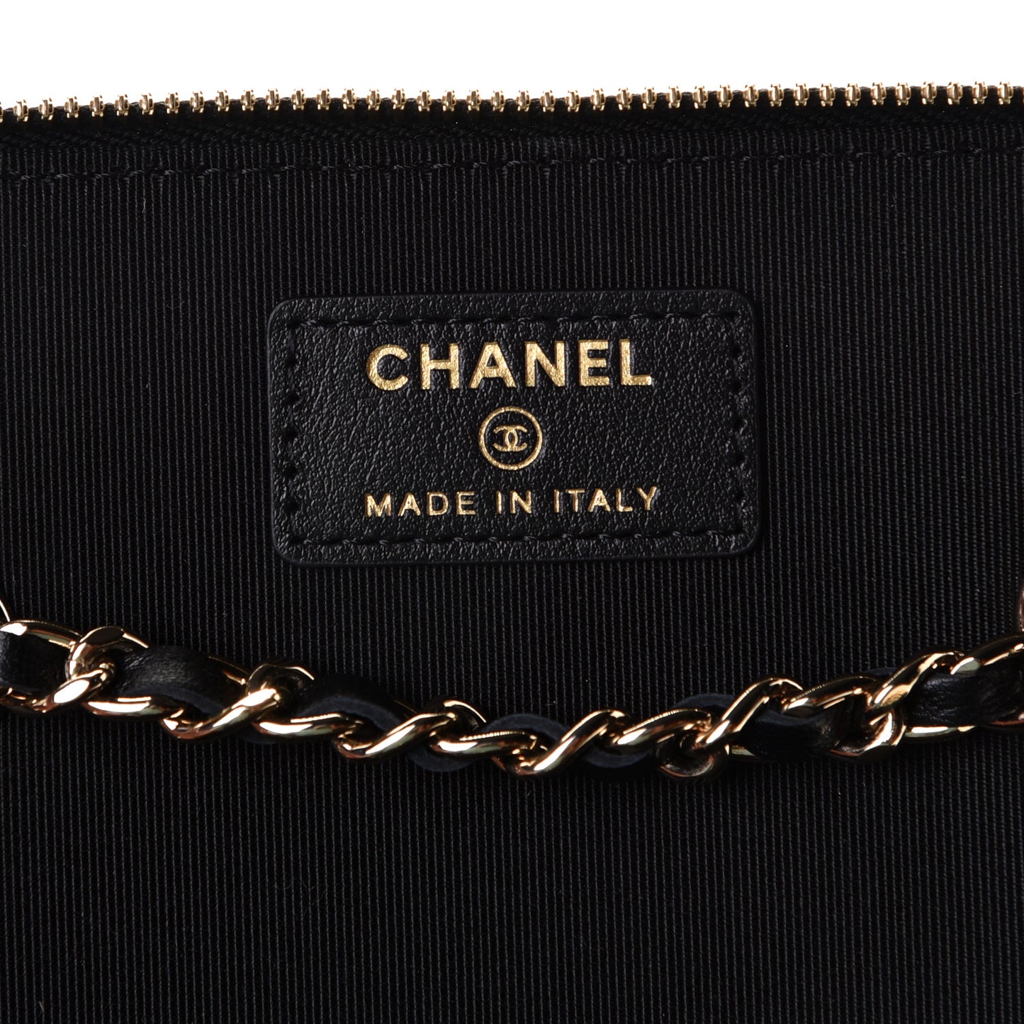 Lambskin Camellia Embossed Small Vanity Case With Chain Black