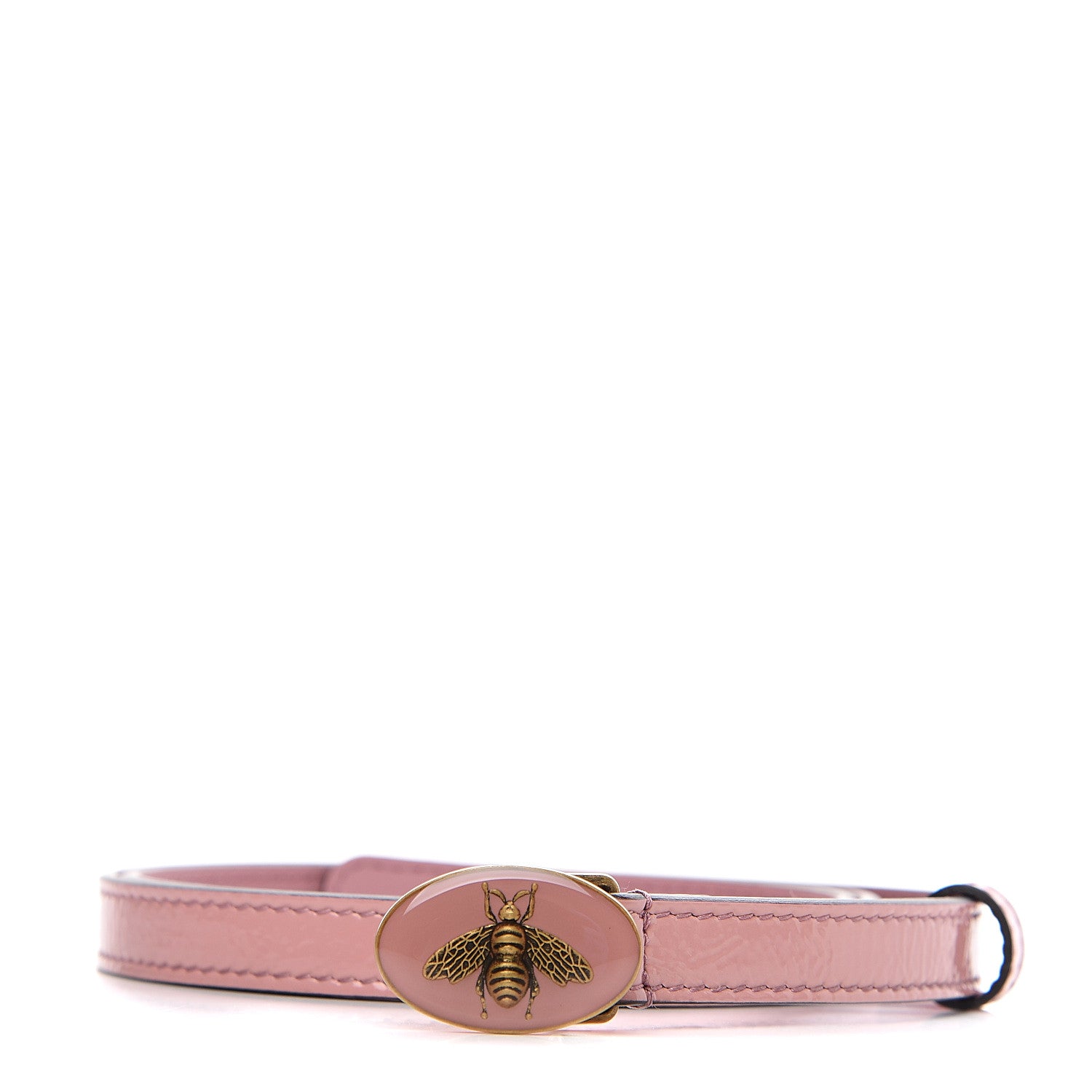 Gucci Skipper Calfskin Enamel Bee 15mm Belt 95 38 Carmine Rose 1 of 4