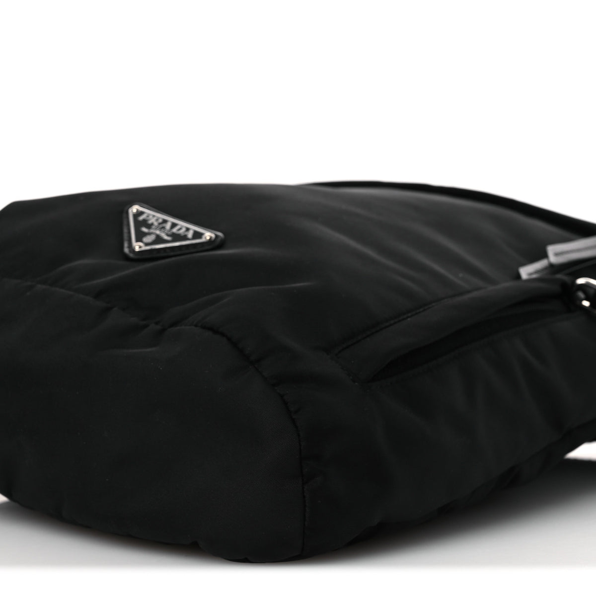 Re-Nylon Vitello Metal Triangle Logo Sling Backpack Black