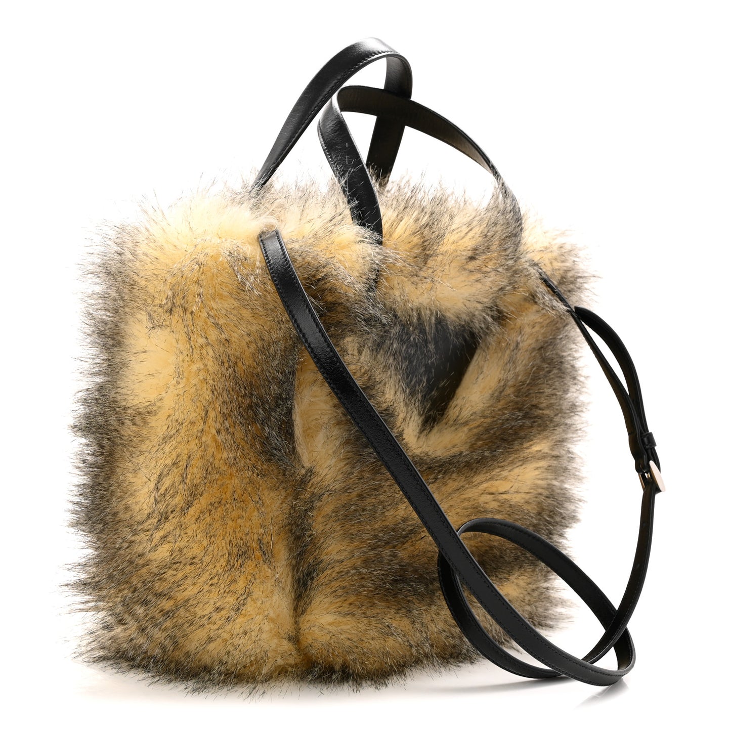 Aspen Vitello Faux Fur Tote Crema Black