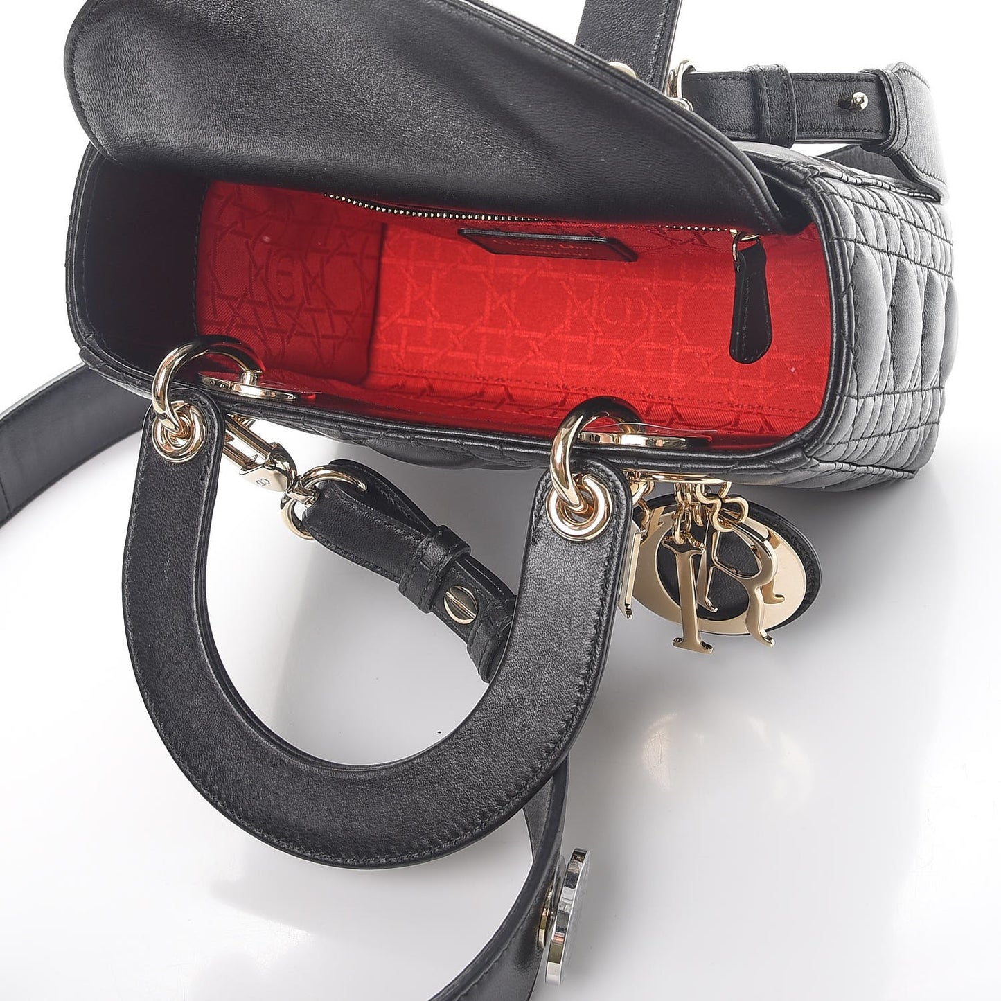 Lambskin Cannage Small Lucky Badges My Lady Dior Black