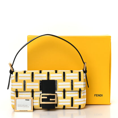 Fendi Satin Sequin Baguette Black Yellow White 11 of 11
