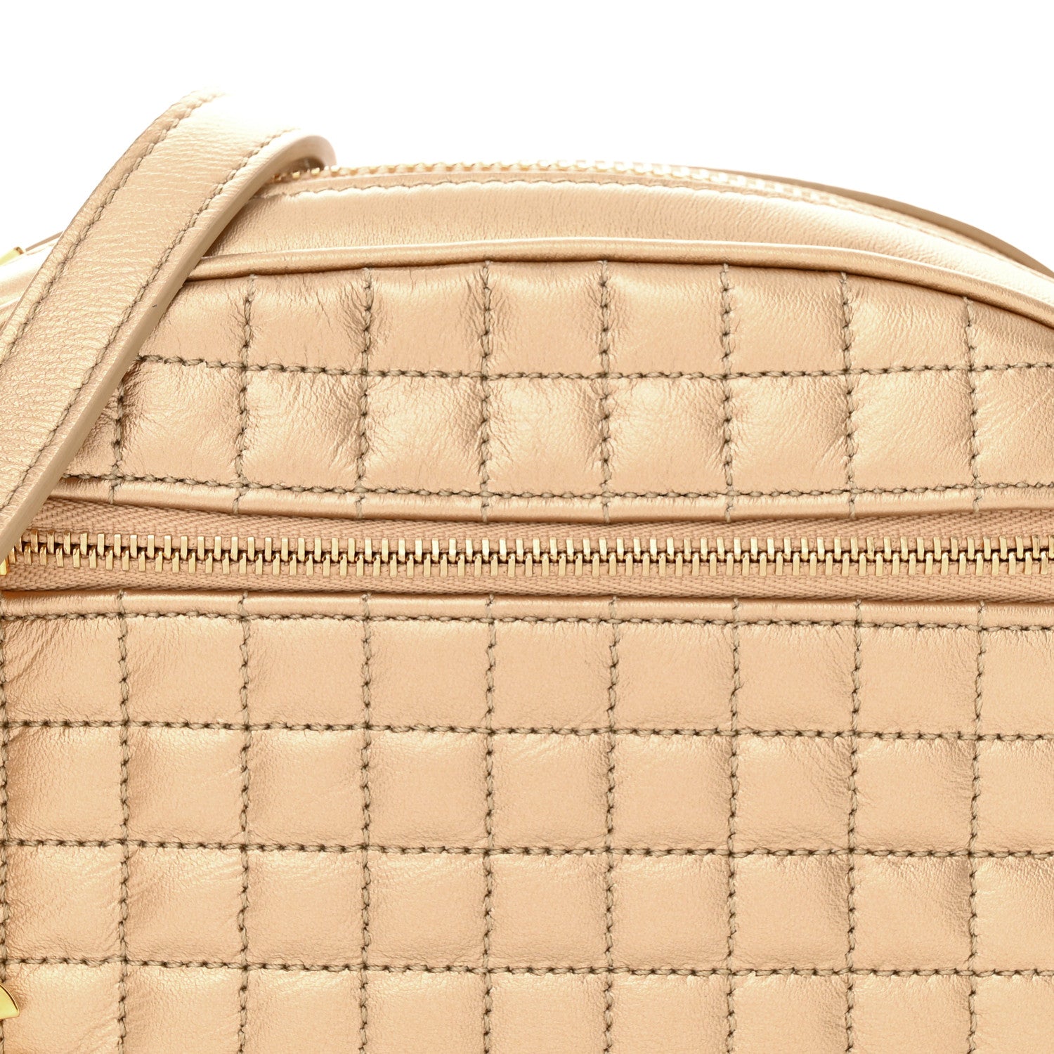 Celine Laminated Calfskin Quilted Small C Charm Bag Gold 9 of 13