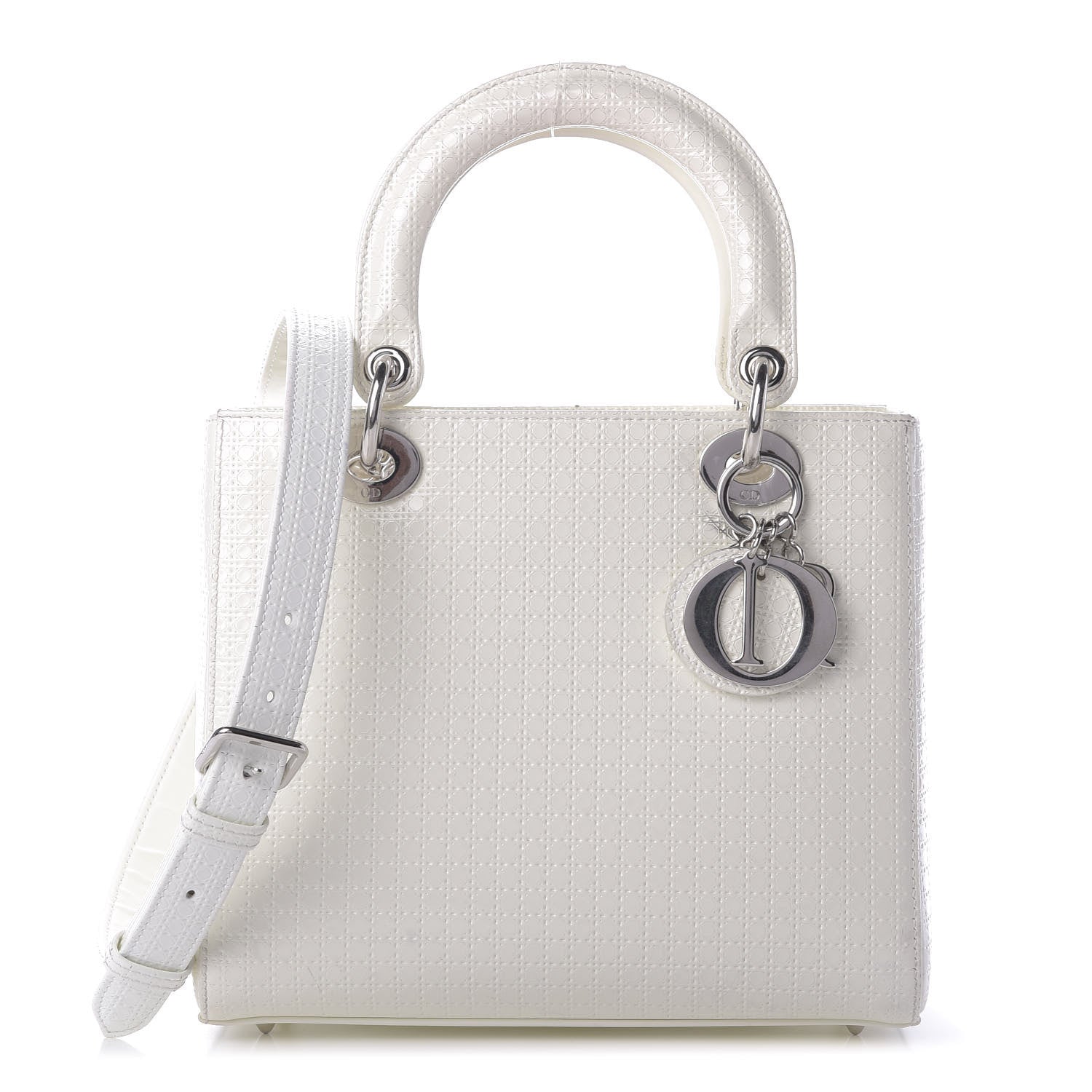 Christian Dior Patent Micro Cannage Medium Lady Dior White 1 of 10