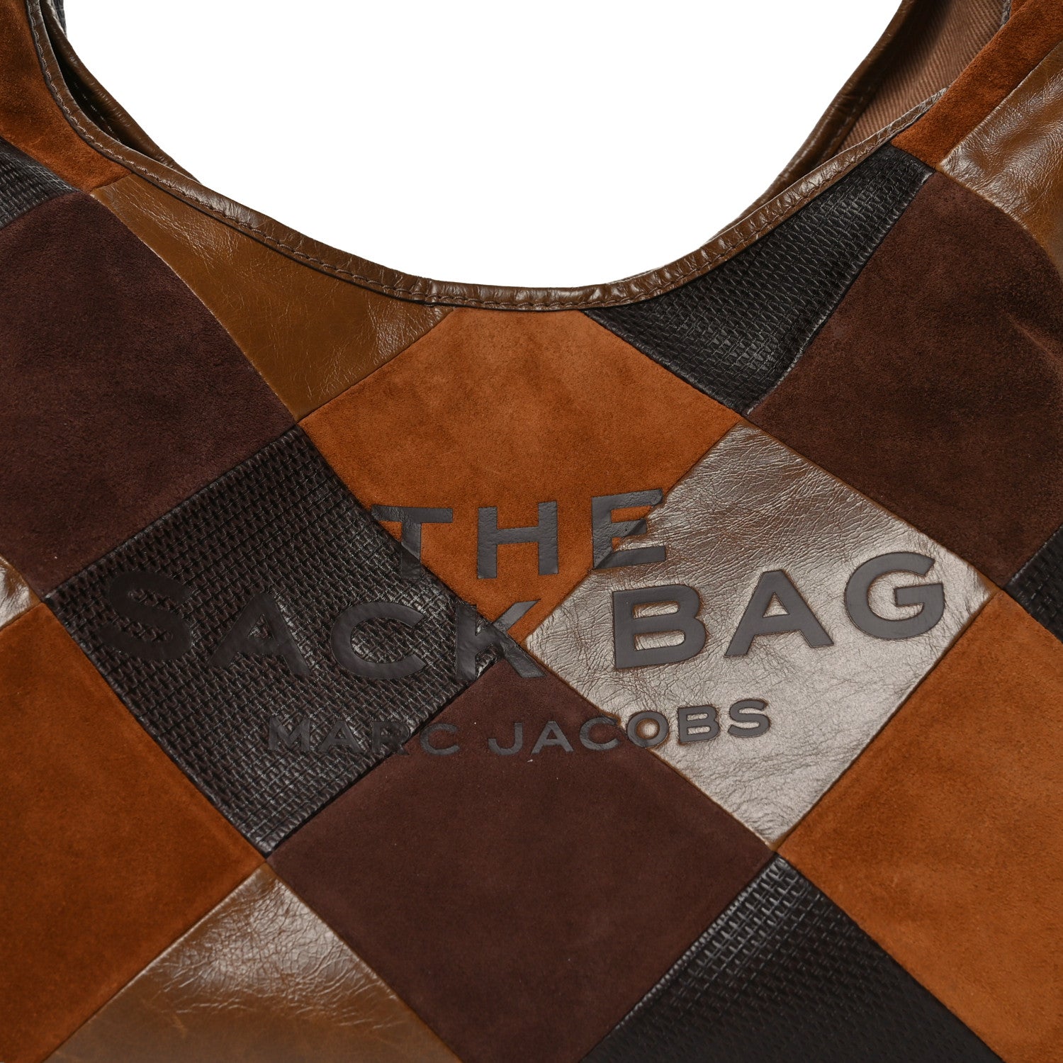 Marc Jacobs Calfskin Suede Patchwork The Sack Bag Brown Multicolor 7 of 9