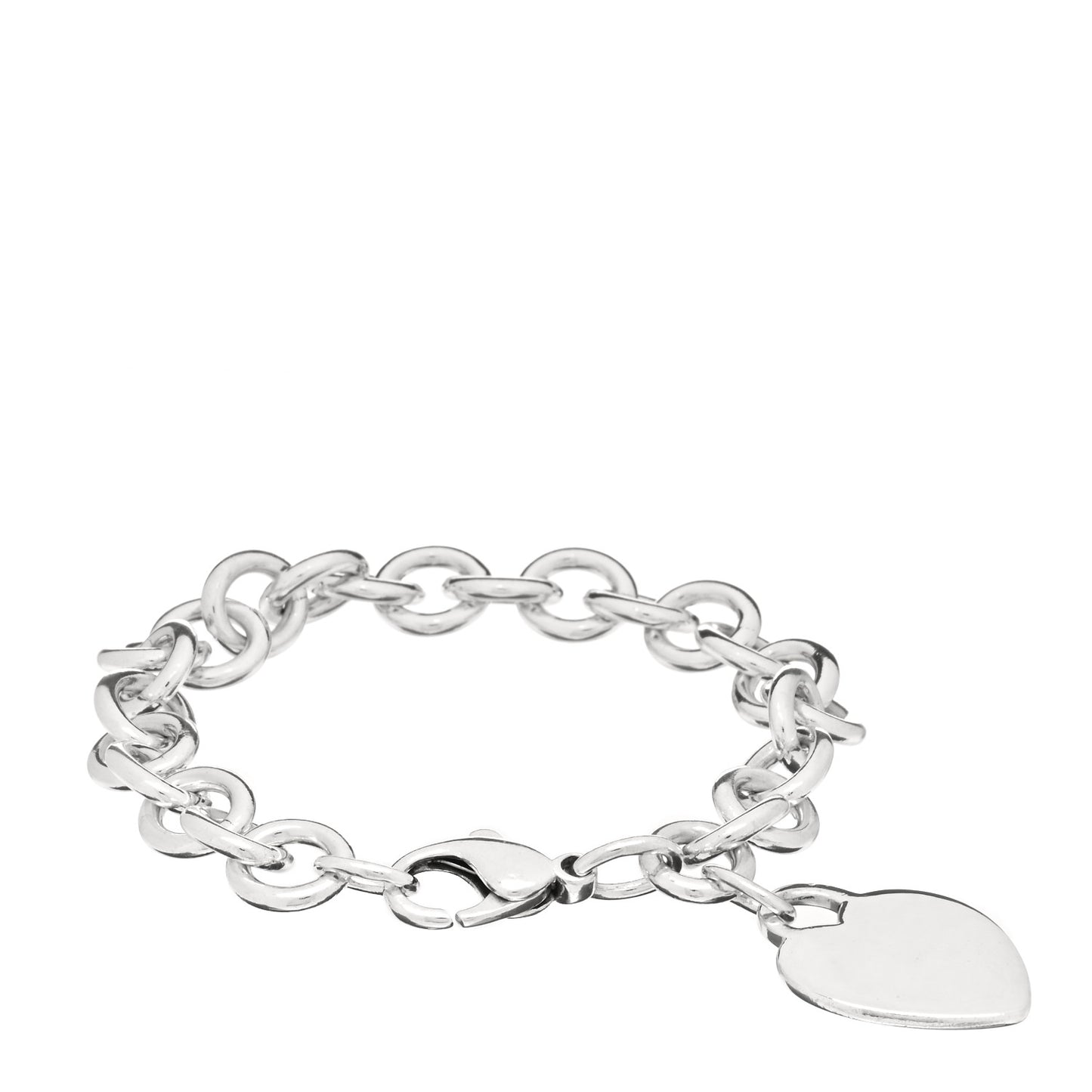 Sterling Silver Heart Tag Charm Bracelet