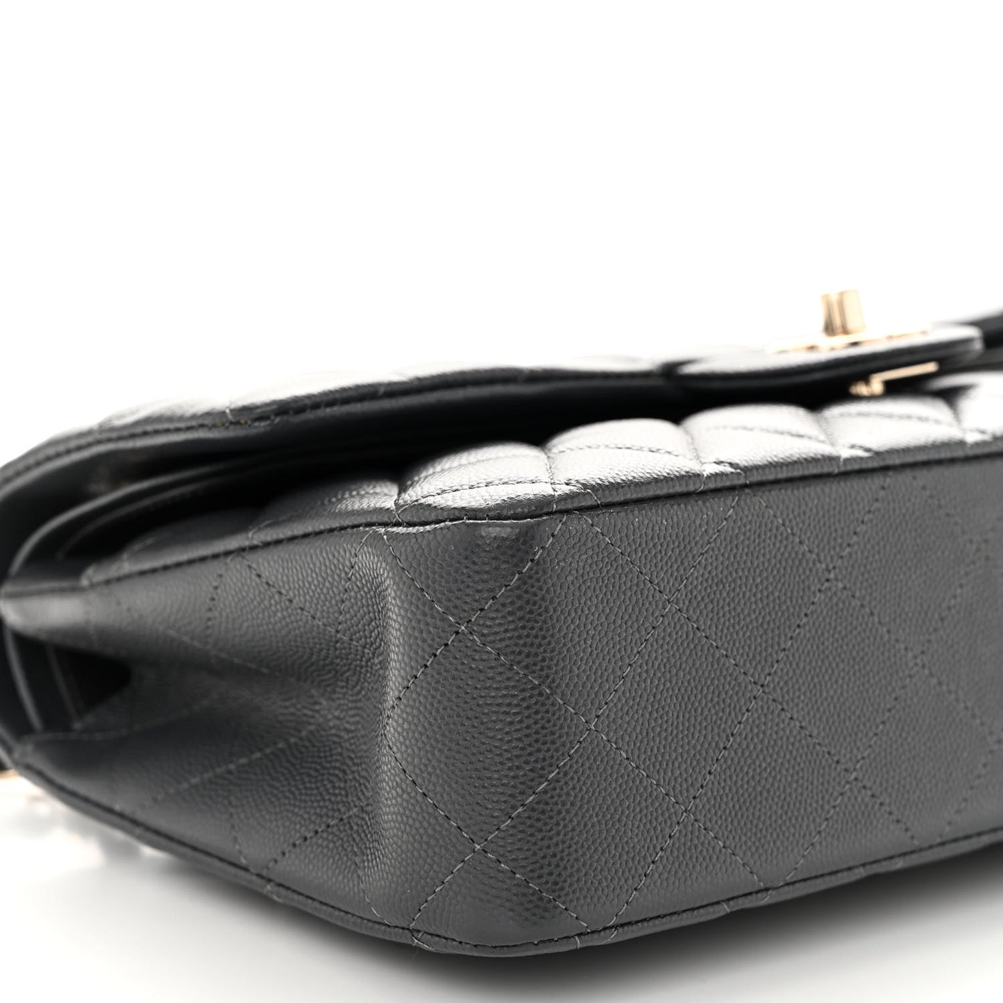 Caviar Quilted Medium Double Flap Dark Grey