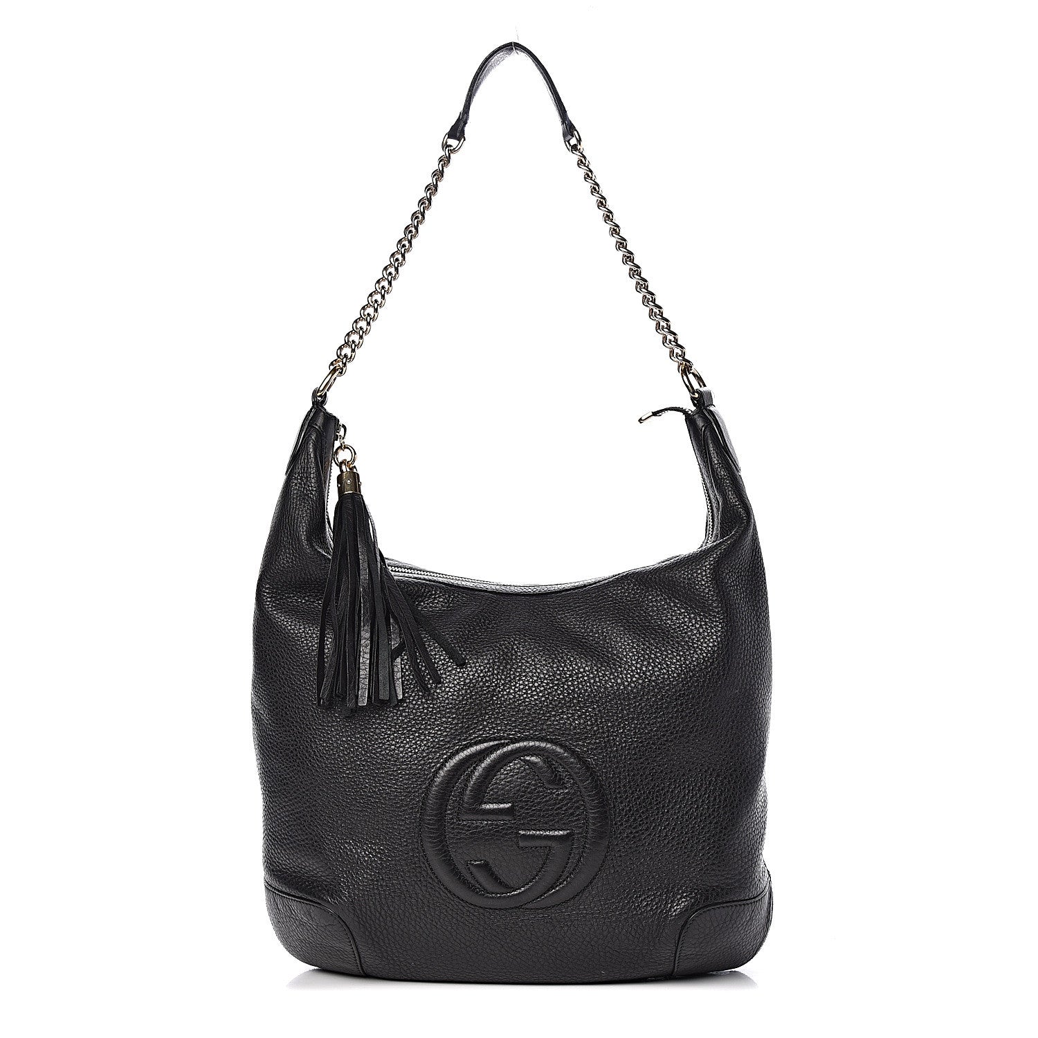 Gucci Pebbled Calfskin Medium Soho Chain Hobo Black 1 of 16