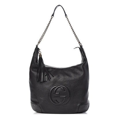Gucci Pebbled Calfskin Medium Soho Chain Hobo Black 1 of 16