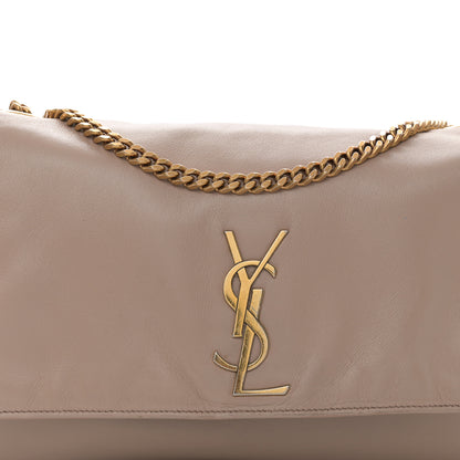 Saint Laurent Smooth Calfskin Suede Medium Reversible Monogram Kate Satchel Taupe 11 of 17