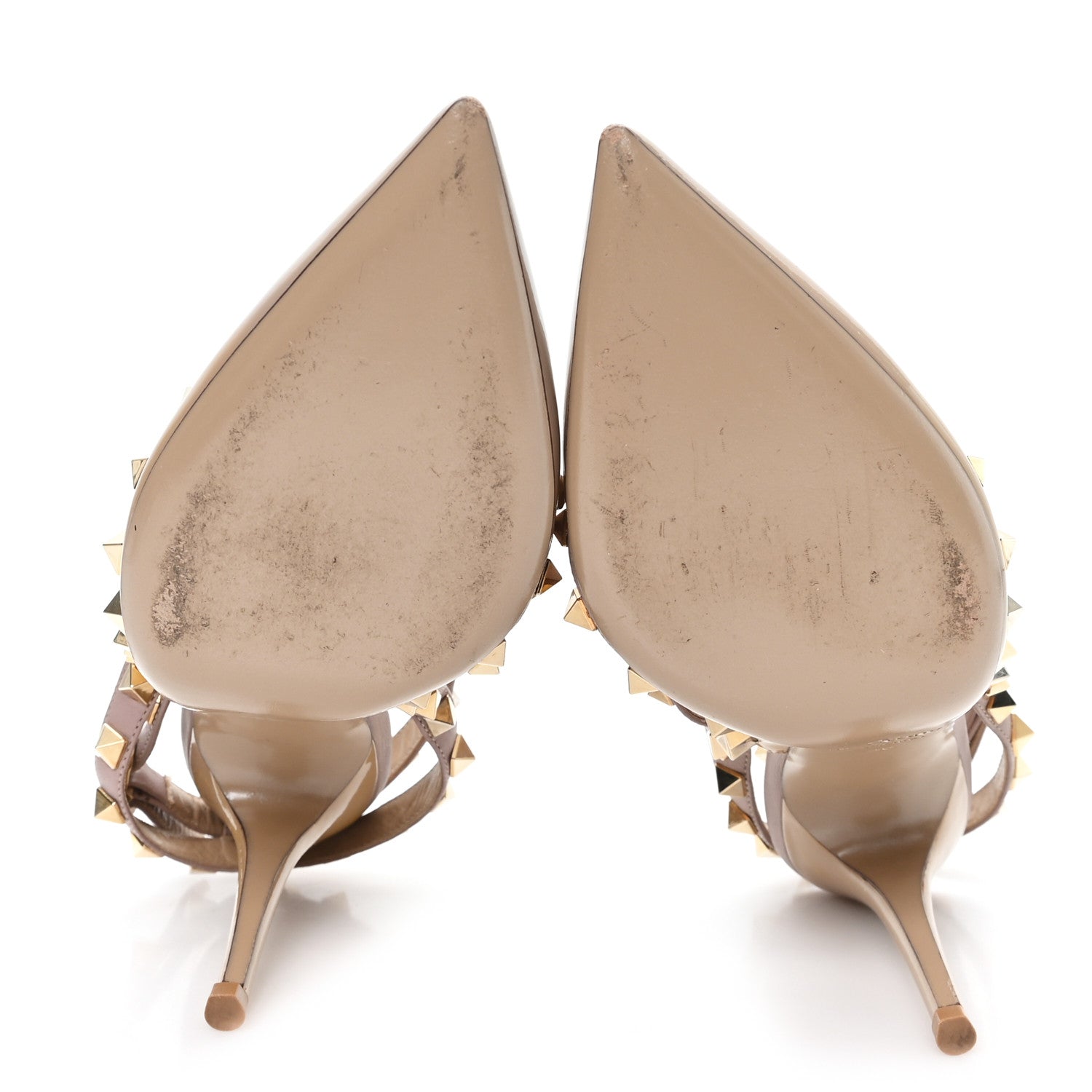 Valentino Garavani Patent Nappa Rockstud Ankle Strap 100mm Pumps 36 Camel Rose Poudre 6 of 9