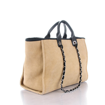 Chanel Canvas Large Deauville Tote Beige Black 3 of 7