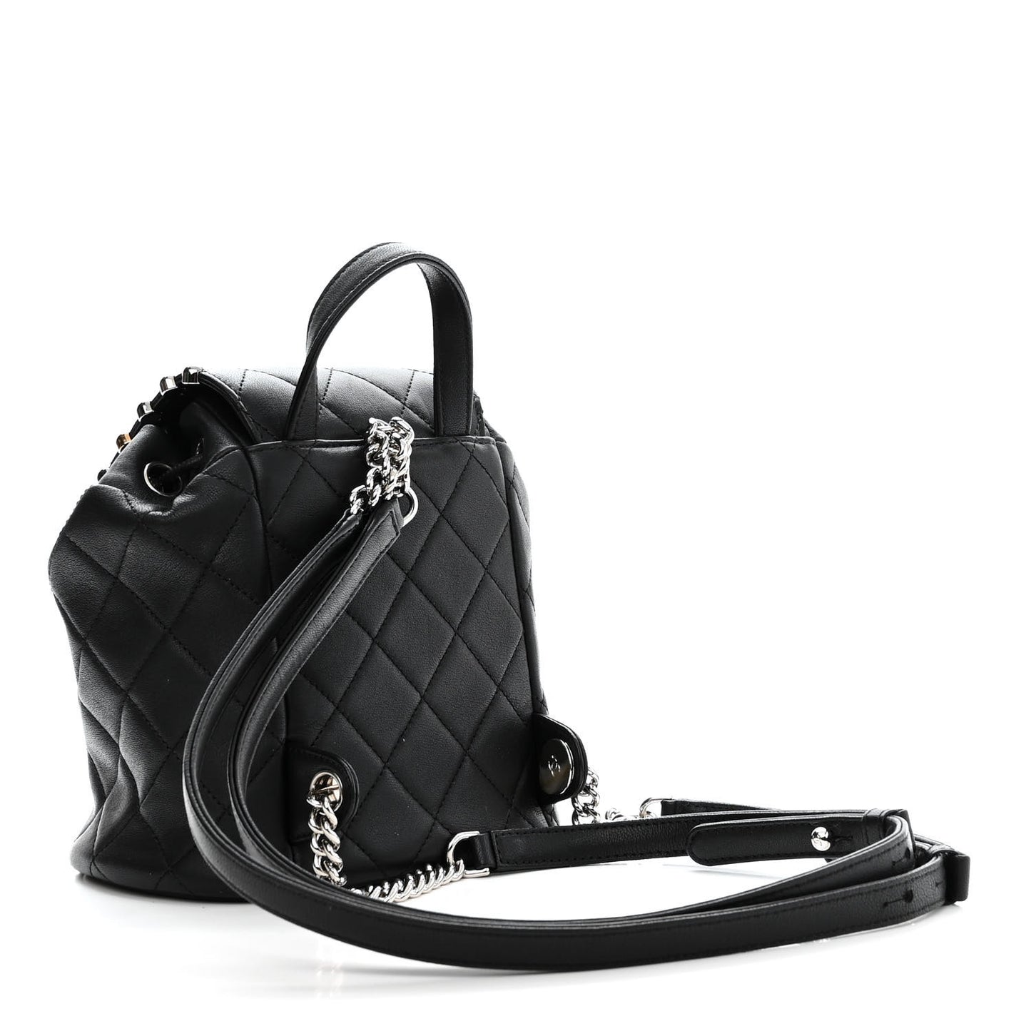 Lambskin Quilted Metallic Bubble Backpack Black