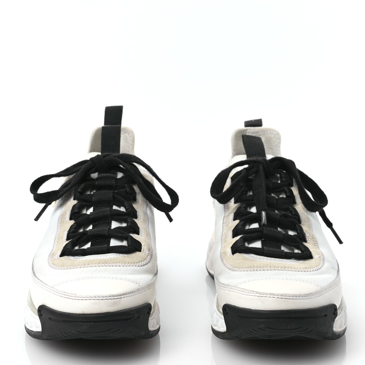 Velvet Calfskin Mixed Fibers CC Sneakers 39.5 Ivory Black