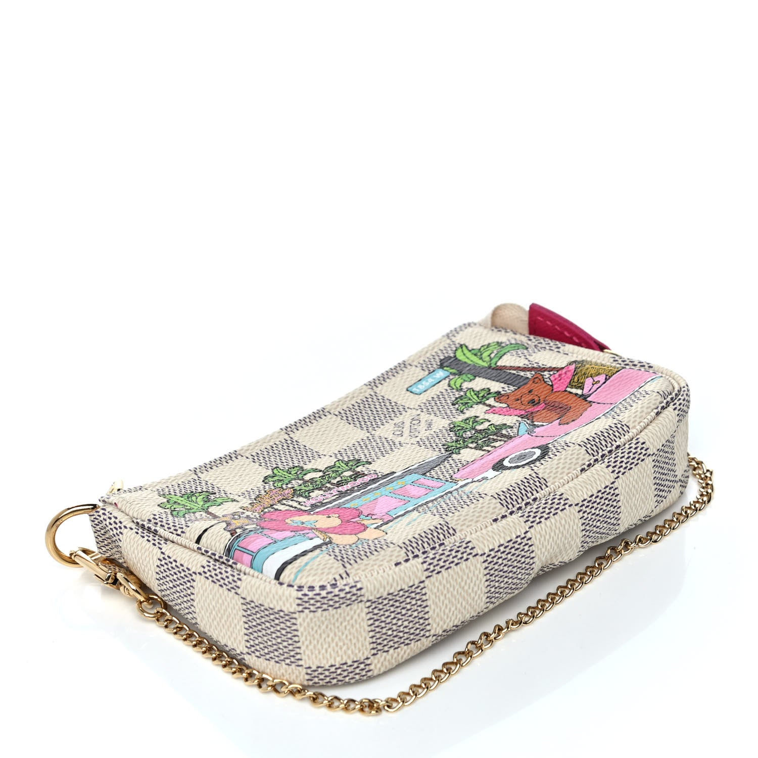Louis Vuitton Damier Azur 2021 Christmas Animation Hollywood Mini Pochette Accessories Fuchsia 4 of 10