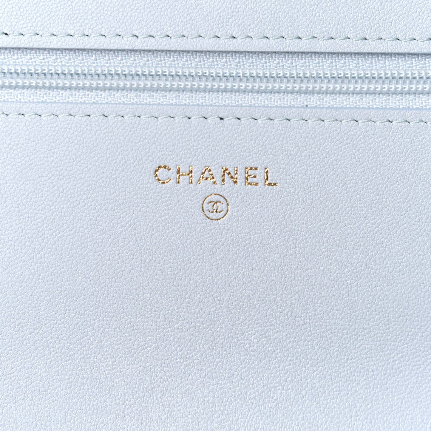 Lambskin Quilted Chanel 19 Wallet On Chain WOC Light Blue
