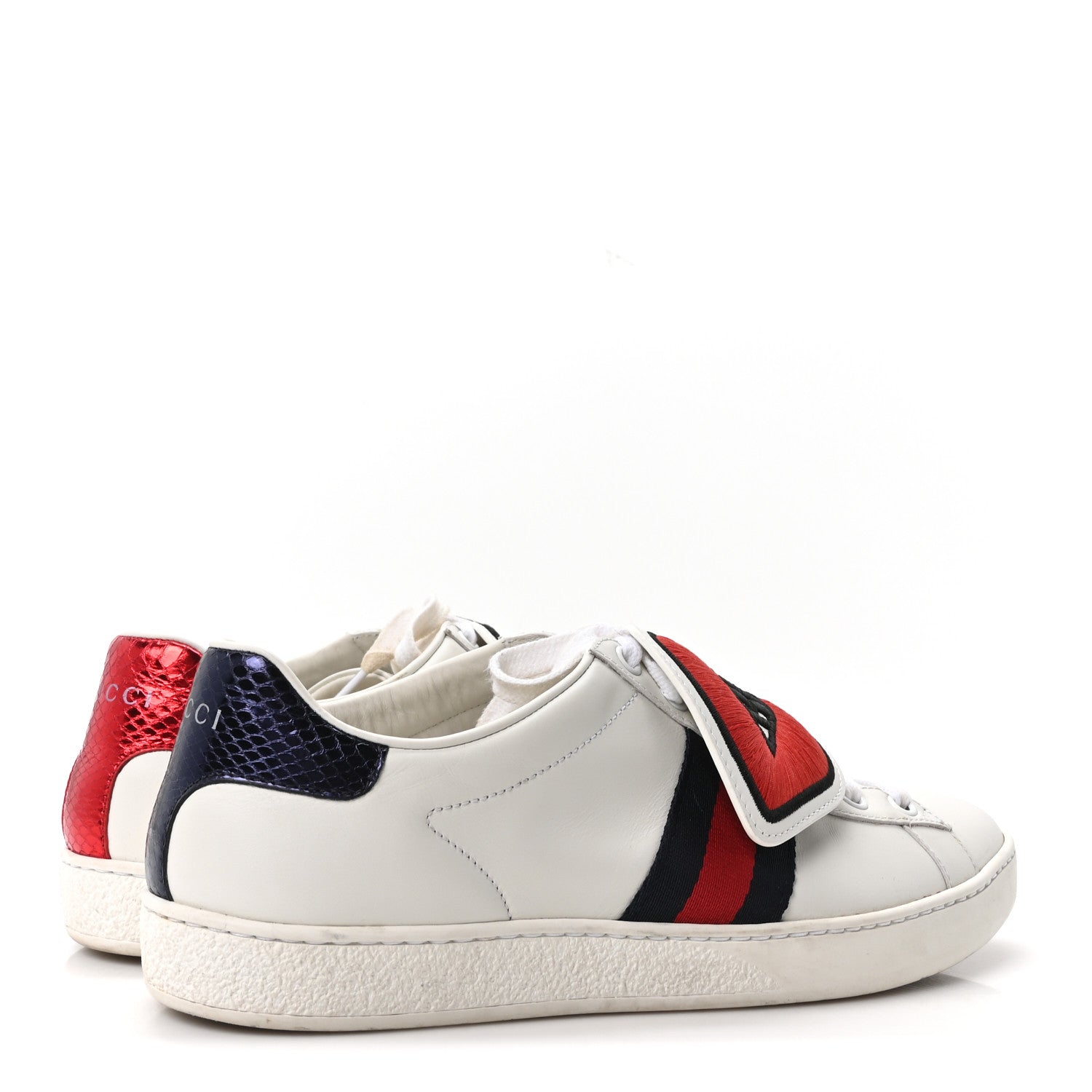 Gucci Calfskin Ayers Blind For Love Embroidered Womens Ace Sneakers 39 White 5 of 10
