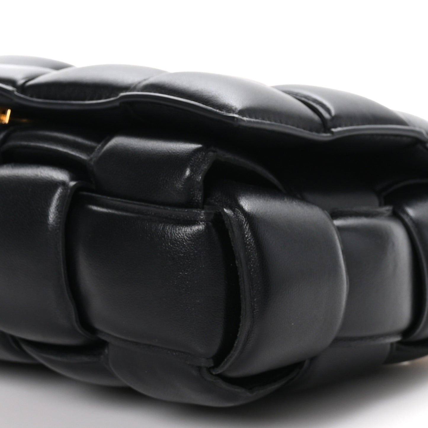 Lambskin Maxi Intreccio Padded Chain Cassette Crossbody Bag Black