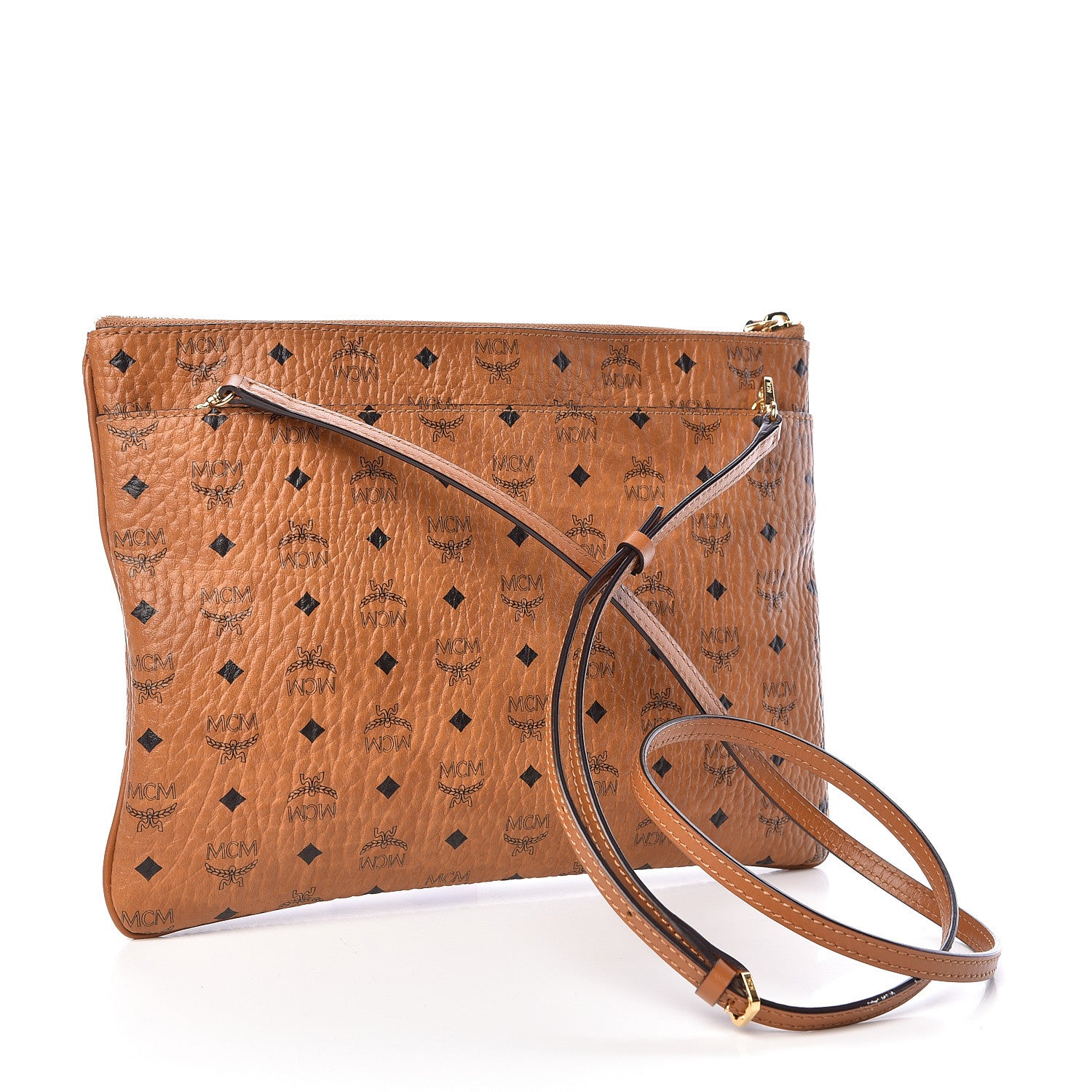 MCM Visetos Medium Crossbody Pouch Cognac 3 of 10