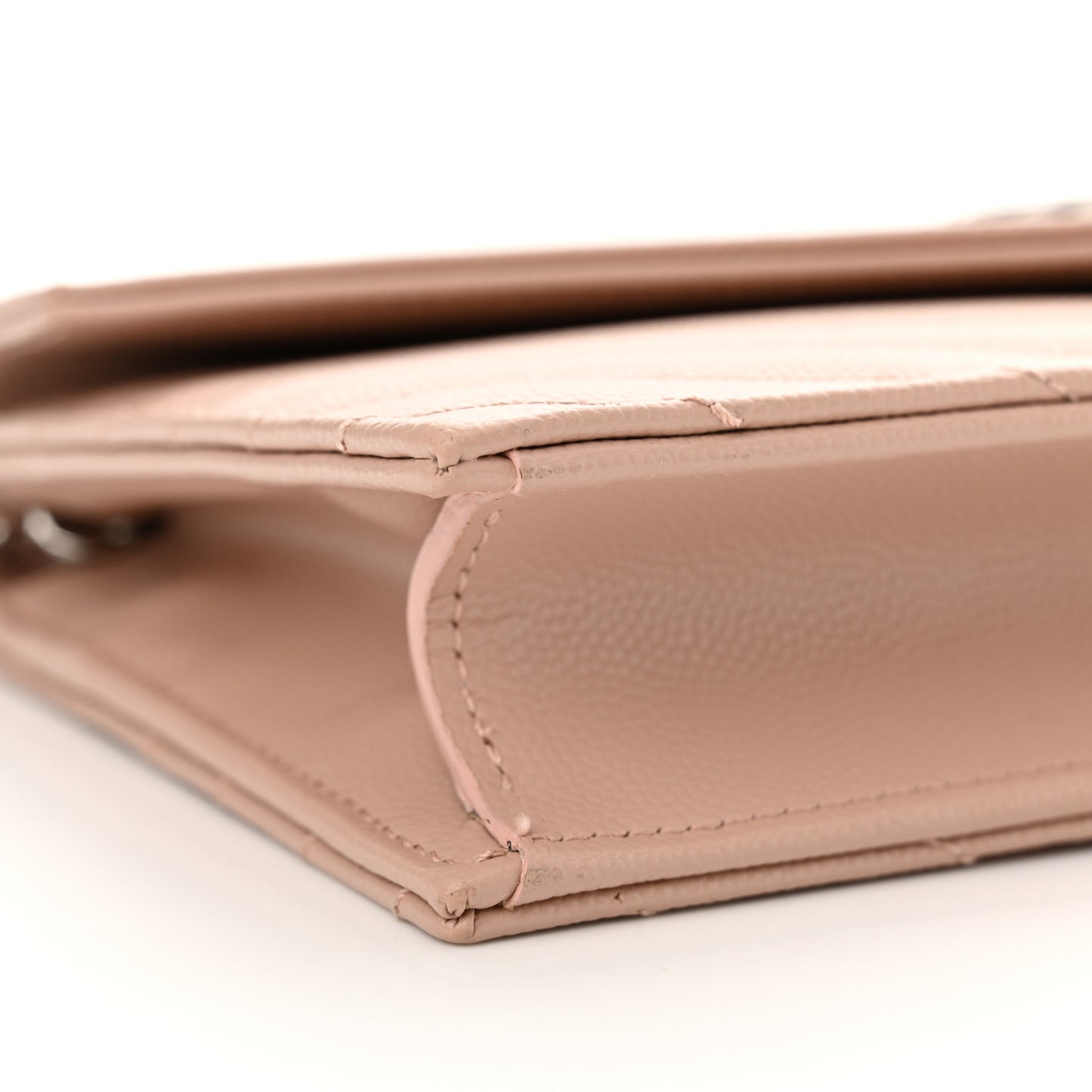 Grain De Poudre Matelasse Chevron Monogram Envelope Chain Wallet Pale Pink