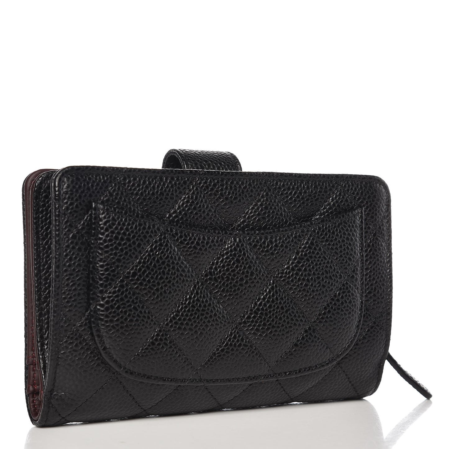 Caviar Quilted Zipped Pocket Wallet Black
