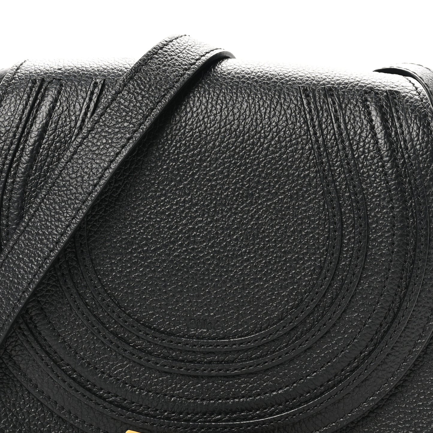 Grained Calfskin Small Marcie Saddle Bag Black