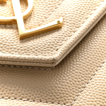 Saint Laurent Grain De Poudre Matelasse Chevron Cassandre Chain Wallet Nude Powder 12 of 13