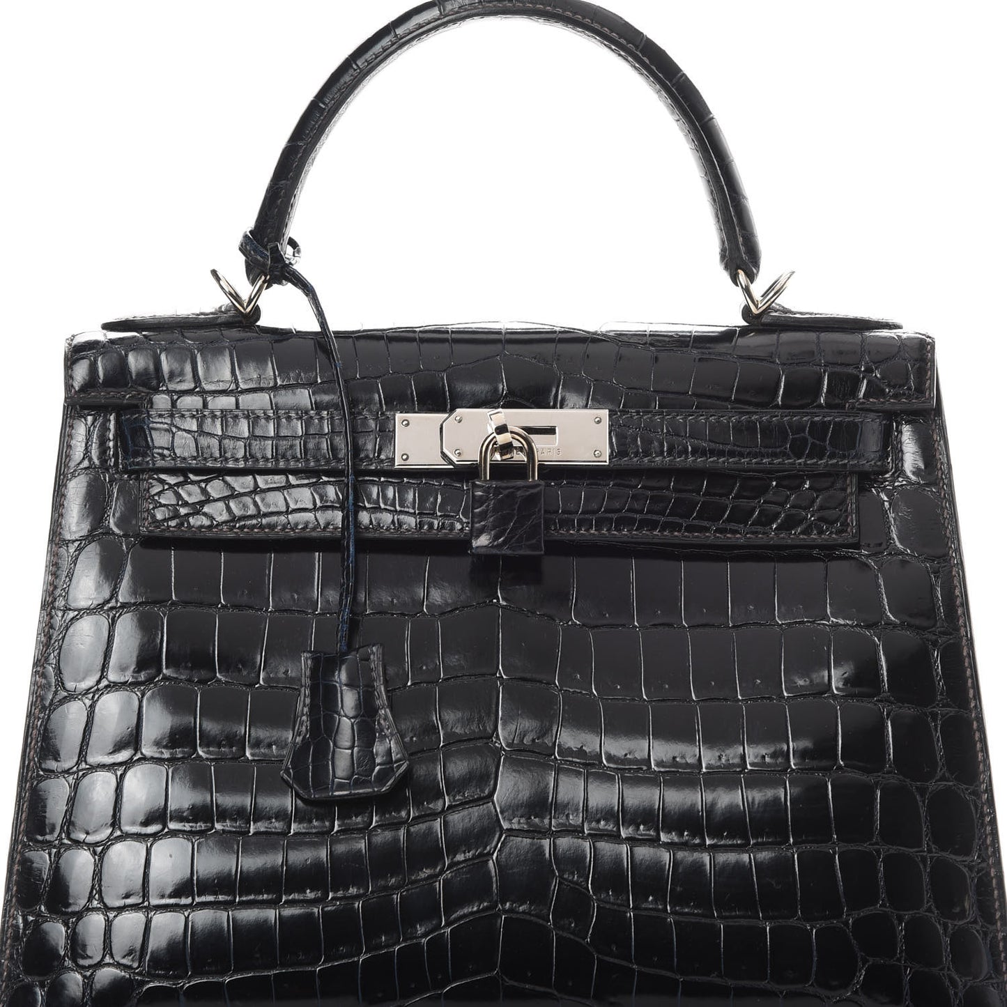 Shiny Niloticus Crocodile Kelly Sellier 28 Bleu Marine