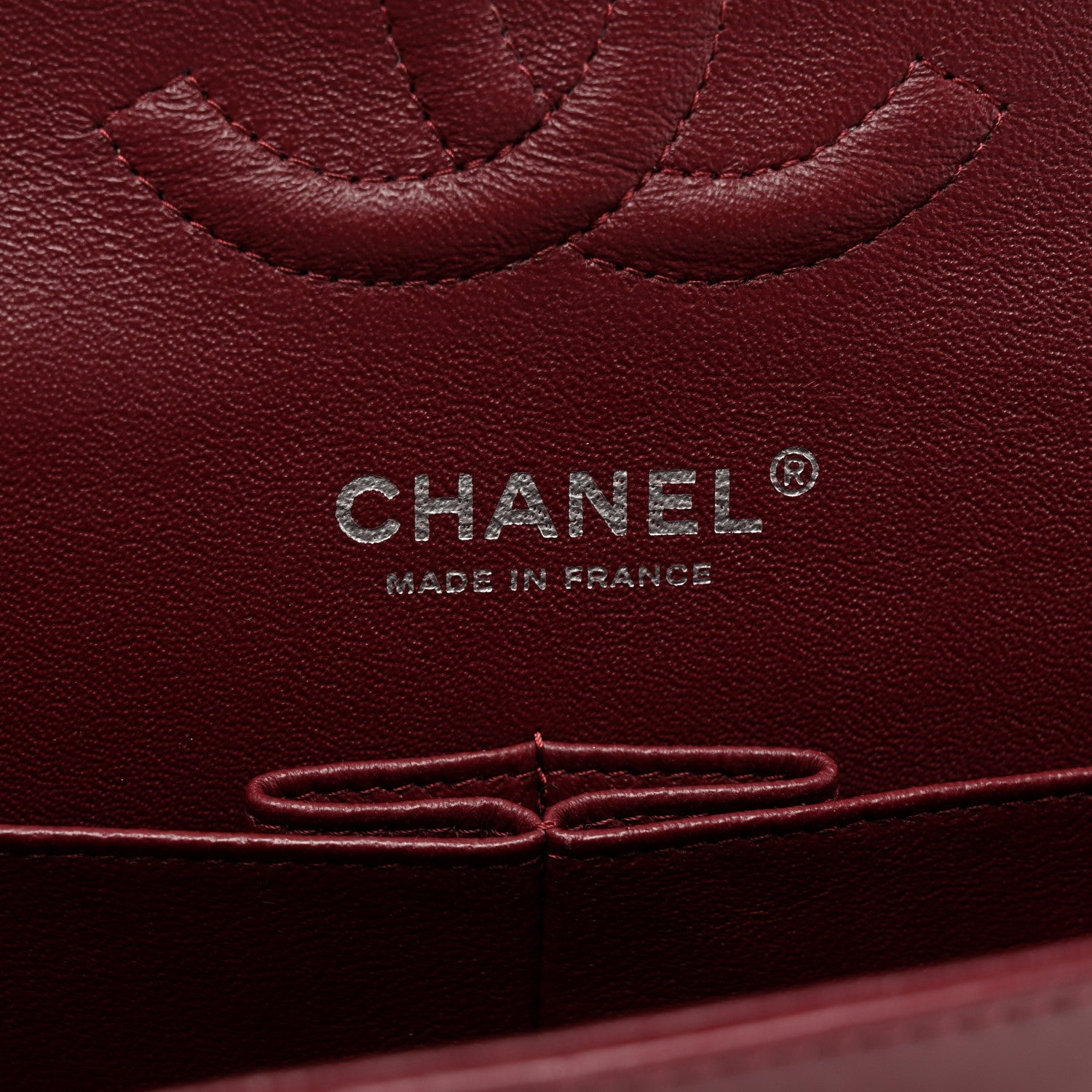 Chanel Striated Patent Quilted Medium Double Flap Burgundy 6 of 11