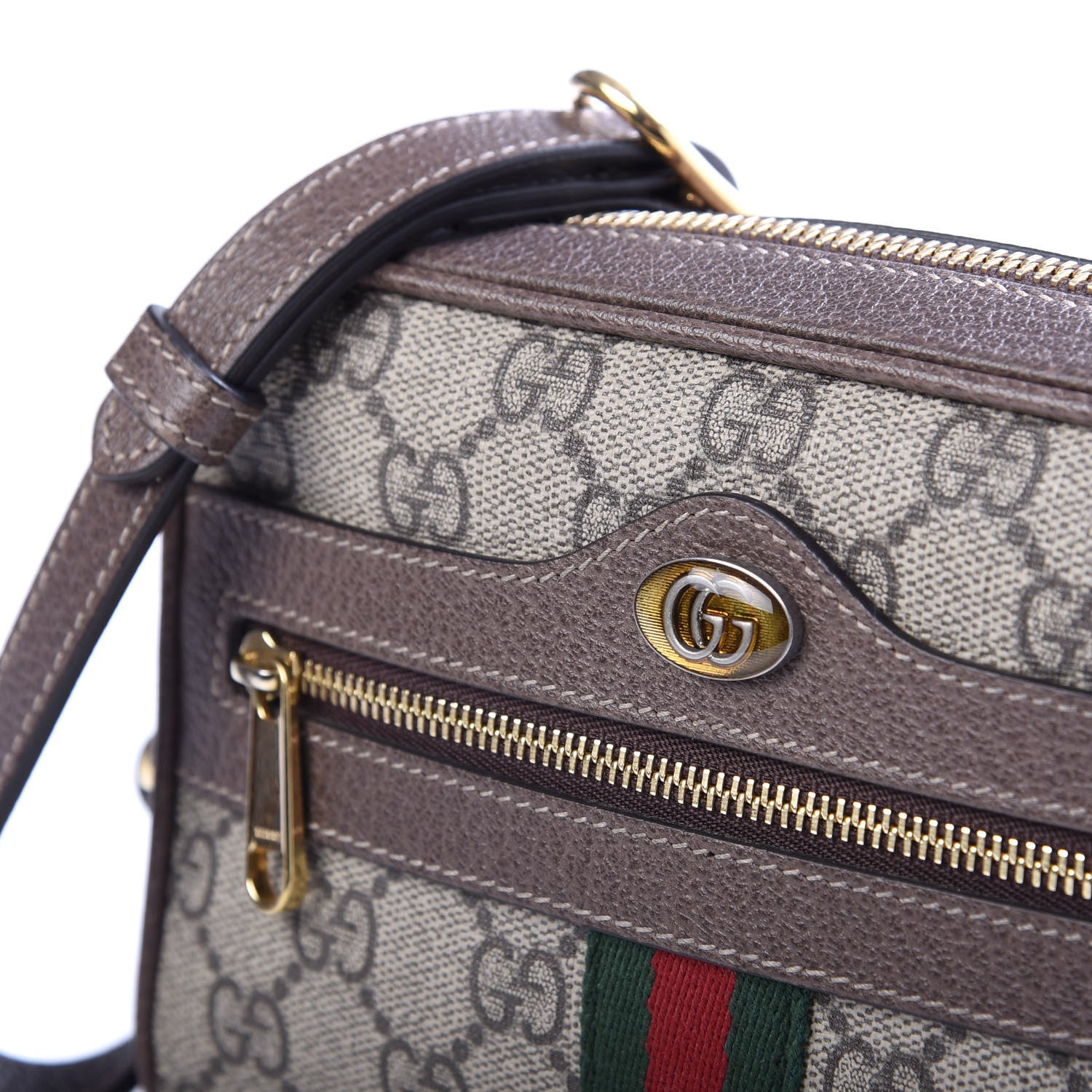 Gucci GG Supreme Monogram Web Mini Ophidia Shoulder Bag Brown 9 of 9