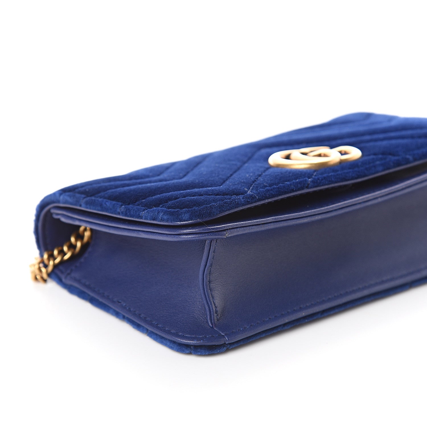 Gucci Velvet Matelasse GG Marmont Mini Bag Cobalt Blue 6 of 8